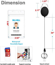 Load image into Gallery viewer, 2 Pack Heavy Duty Retractable Badge Holders with Carabiner Reel Clip and Vertical Style Clear ID Card Holders, 24 inches Thick Pull Cord