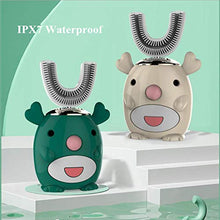 Load image into Gallery viewer, WDSJ U-Shaped Toothbrush Automatic Toothbrush 360° 360 Degree U-Shape Kids’ Electronic Toothbrush Teeth Whitening Automatic Children Lovely Electric Toothbrushes Smart Timer Ipx7-Penguin 6 To14