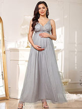 Load image into Gallery viewer, Ever-Pretty Women's Maxi A-line Sleeveless Lace V-Neck Maternity Photography Dresses Gray US12