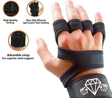 Load image into Gallery viewer, Diamond Cut Muscle Weight Lifting Gloves | Fitness Bodybuilding Workout Gloves for Men & Women | WOD Crossfit | Palm Protection | Support Straps Wrist Band Wraps (Black, Small)