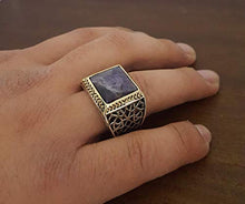 Load image into Gallery viewer, Beautiful Handcrafted 925K Sterling Silver Mens Ring With Amethyst Stone