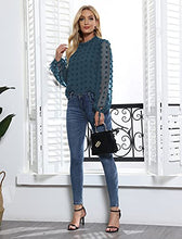 Load image into Gallery viewer, Women's Long Sleeve Lace Crochet Tunic Tops Flowy Casual Blouses Shirts Blue Haze S