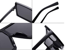 Load image into Gallery viewer, JUSLINK Oversized Sunglasses for Women Men, Square Flat Top Fashion Shades (Black)