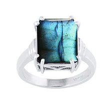 Load image into Gallery viewer, Sterling Silver with Natural Labradorite Solitaire Ring