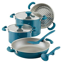 Load image into Gallery viewer, Rachael Ray 8-Piece Aluminum Cookware Set, Teal Shimmer