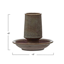 Load image into Gallery viewer, Creative Co-Op Stoneware Striker Plate, Reactive Glaze, Grey (Each One Will Vary) Match Holder
