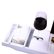 Load image into Gallery viewer, Cabot & Carlyle Luxury Bath Caddy Tray for Tub | Bath Table | Premium Bamboo Bathtub Tray for Tub | Fits All Bath Accessories Wine Glass, Books, Tablets, Cellphones, Shampoo | Bath Shelf Foldable