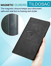 Load image into Gallery viewer, Car Registration and Insurance Card Holder,Tildosac Premium PU Leather Vehicle Glove Box Paperwork Wallet Case Document Organizer for Driver's License Key Information Cards With Magnetic Closure Black