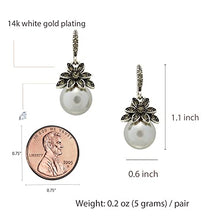 Load image into Gallery viewer, The Retro Vintage Fashion Luxury Flower Matt Black Pearl with Zircon Earrings with S925 Silver Post for Women Girl Gifts Valentines/Birthday/ Anniversary / Mother’s Day