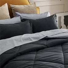 Load image into Gallery viewer, Bedsure Black Twin Comforter Set for Kids - 6 Pieces Reversible Black Bed Set Twin, Black Bed Set with Comforters, Sheets, Pillowcases & Shams - Bedspread & Coverlet Sets