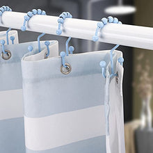 Load image into Gallery viewer, Titanker Shower Curtain Hooks Rings, Durable Metal Double Glide Shower Hooks for Bathroom Shower Rods Curtains, Set of 12 Hooks - Blue