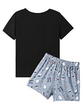 Load image into Gallery viewer, VENTELAN Pajama Set For Women Cute PJS Summer Short Sleeve Shorts Sleepwear M Grey