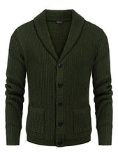 Load image into Gallery viewer, COOFANDY Men's Shawl Collar Cardigan Sweater Slim Fit Cable Knit Button up Sweater with Pockets