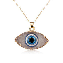 Load image into Gallery viewer, HUNO Classic Turkish Evil Eye Necklace Imitated Druzy Pendant Gold Plated Faith Protection Lucky Jewelry for Women and Girls Party Special Days-White Eye