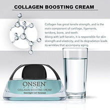 Load image into Gallery viewer, Onsen Secret Collagen Boosting Cream Night Cream For Women Hyaluronic Acid Jojoba Oil Vitamin C Peptides Complex Soothing Green Tea Anti Wrinkle Cream For Face & Neck Made In The USA (50 ml)