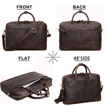 Load image into Gallery viewer, Jack&Chris Genuine Brown Leather Briefcase Bag Mens Messenger Bag 14 inch Leather Laptop Bag for Men, NM1864-5