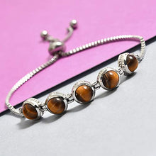 Load image into Gallery viewer, Karis Stainless Steel Tigers Eye Platinum Bolo Bracelet Fashion Jewelry for Women Adjustable