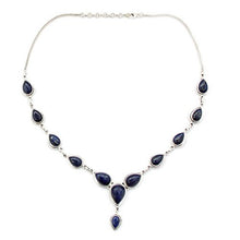 Load image into Gallery viewer, NOVICA Lapis Lazuli .925 Sterling Silver Y Necklace, 16.5" 'Aura of Beauty'