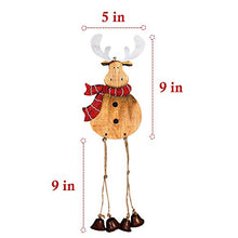 Load image into Gallery viewer, Partybus Christmas Tree Ornaments 2 Pack, Large Handmade Wood Reindeer with Burlap Hanging String Jingle Bells for Outdoor Holiday Home Door Decorations, Country Rustic Wooden Wall Décor