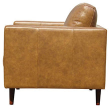 Load image into Gallery viewer, Amazon Brand – Rivet Revolve Modern Leather Armchair with Tapered Legs, 33"W, Caramel