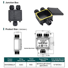 Load image into Gallery viewer, Junction Box Outdoor Waterproof Electrical Box, 3 Way Plug Line Plastic External Junction Box, M25 Coaxial Wire Connector, Electric Power Cord Boxes Suitable for Outdoor Lights, Landscape Lighting (3way)