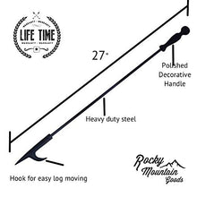 Load image into Gallery viewer, Rocky Mountain Goods Long Fireplace Poker - Rust Resistant Black Finish - Heavy Duty Wrought Iron Steel - Decorative Look and Finish - Multi use tip - Indoor and Outdoor use (1)