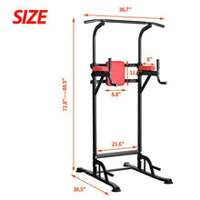 Load image into Gallery viewer, PUPZO Pull Up Bars Power Tower Workout Dip Stands Push-Up Station Strength Training Fitness Equipment for Home Gym (Red & Black)