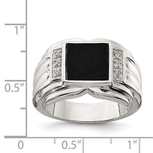 Load image into Gallery viewer, 925 Sterling Silver Mens Cubic Zirconia Cz Black Onyx Band Ring Size 9.00 Man Fine Jewelry For Dad Mens Gifts For Him