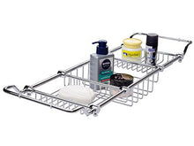 Load image into Gallery viewer, Magionline Brass Over Bathtub Racks Expandable Bath Caddy for The Elegant Tub Chrome Polished