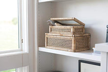 Load image into Gallery viewer, Creative Co-Op Woven Rattan Glass Lids & Fir Wood Frame (Set of 2 Sizes) Display Boxes, Beige