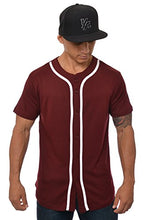 Load image into Gallery viewer, YoungLA Baseball Jersey Plain Shirts for Men Button Down Sports Tee Made w/Soft Cotton 304 Burgundy - X-Large