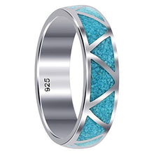 Load image into Gallery viewer, Southwestern Style Turquoise Gemstone Wedding Band Sterling Silver Unisex Ring Size 9