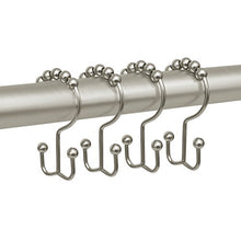 Load image into Gallery viewer, Maytex Metal Double Roller Glide Shower Curtain Ring/Hooks, Brushed Nickel, Set of 12