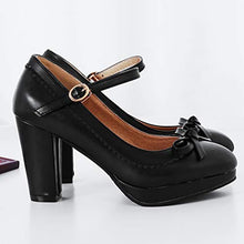 Load image into Gallery viewer, AIMODOR Womens Cute Platform Shoes Mary Jane High Heels Ankle Strap Pumps 8.5,Black