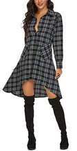 Load image into Gallery viewer, olrain Womens New Plaids Irregular Hem Casual Shirt Dress Large White