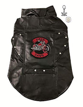 Load image into Gallery viewer, DOGGIE DESIGN Dawg Motor Jacket with Biker Skull Charm and Button Pin for Dogs Size 2Xlarge (Chest 25" - 30")