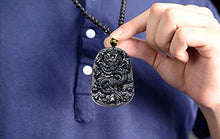 Load image into Gallery viewer, Mson Natural Obsidian Dragon Necklace Natural Stone Pendant Jade Lucky Blessing Pendant Jewelry Fine Jewelry for Men or Women