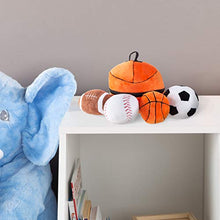 Load image into Gallery viewer, Hey! Play! My First Sports Bag Playset- Plush Soccer, Baseball, Basketball & Football for Babies, Infants & Toddlers- Gift Set with Storage Bag