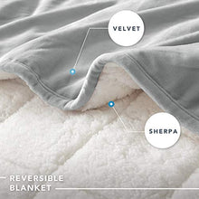 Load image into Gallery viewer, Comfort Spaces Reversible Weighted Blanket Adult-Glass Beads Filling All Season Soft Heavy Wraps-Box Quilted Cozy Warm Bed Cover, 50"x60" / 10lbs, Velvet to Sherpa Gray
