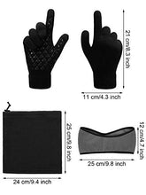 Load image into Gallery viewer, SATINIOR 6 Pieces Ear Warmer Headband Warmer Face Mask Fleece Neck Gaiter Touch Screen Winter Knit Gloves for Men and Women (Black and Gray)
