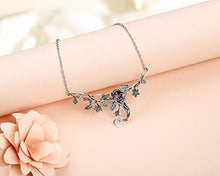 Load image into Gallery viewer, PZ Paz Creations 925 Sterling Silver Floral Swirl Gemstone Statement Necklace (amethyst)