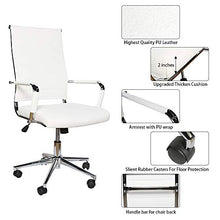 Load image into Gallery viewer, Okeysen Office Desk Chair, Ergonomic High Back Ribbed, Height Adjustable Tilt, Upgraded Seat with Arm PU Wrap, Swivel Executive Conference Task Rolling Chair. (White)