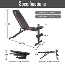 Load image into Gallery viewer, arteesol Weight Bench – Adjustable Weight Bench Workout Bench Exercise Bench with Elastic Strings for Full Body Training (L-C-Black)