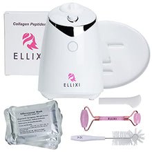 Load image into Gallery viewer, ELLIXI Automatic Face Mask Maker Machine Kit + FREE 40 Collagen Pills, DIY 5-min Fruit Beauty Facials at Home + Grade A Quality Real Rose Quartz Facial Roller (Step by Step Voice Prompts Version)