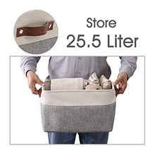 Load image into Gallery viewer, DECOMOMO Foldable Storage Bin | Collapsible Sturdy Fabric Storage Basket Cube W/Handles for Organizing Shelf Nursery Toy Closet (Grey and White, Large - 3 Pack)