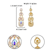 Load image into Gallery viewer, Flyonce Women's Crystal Wedding Retro Hollow Out Teardrop Chandelier Dangle Earrings Iridescent Clear AB Gold-Tone
