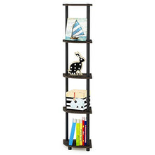 Load image into Gallery viewer, Furinno Turn-N-Tube 5 Tier Corner Shelf, Dark Brown Grain/Black