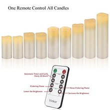 Load image into Gallery viewer, Vinkor Flameless Candles Battery Operated Candles 4" 5" 6" 7" 8" 9" Set of 9 Ivory Real Wax Pillar LED Candles with 10-Key Remote and Cycling 24 Hours Timer