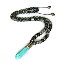 Load image into Gallery viewer, Native American Inspired Yoga Long Shambhala Beaded Necklace for Men – Blue Howlite Black Onyx Labradorite