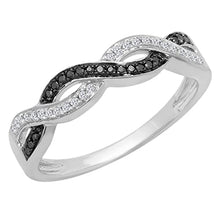 Load image into Gallery viewer, Dazzlingrock Collection 0.15 Carat (Ctw) Sterling Silver Black & White Diamond Ladies Bridal Wedding Stackable Band, Size 4